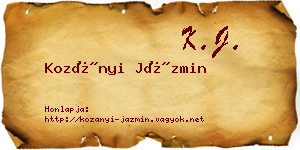 Kozányi Jázmin névjegykártya